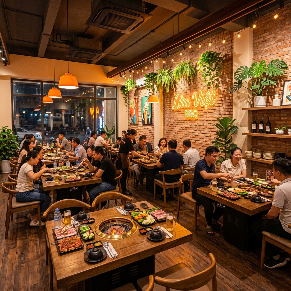Không gian nhà hàng Bếp Than Hồng